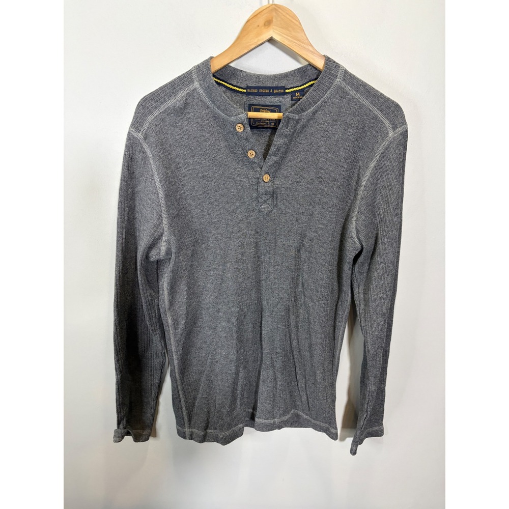 Vintage 1946 Henley Mens M Gray Long Sleeve Waffle Knit Thermal Casual Shirt
